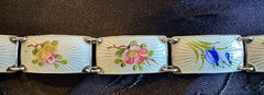 Vintage Finn Jensen Norway Gold Washed Sterling Silver Guilloche Enamel Bracelet