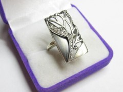 Authentic Leafy Cocktail Art Edeco Ring 2 Ct Lab Created Diamond 14k White Gold