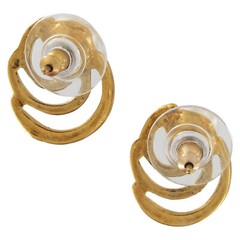 Vintage Gold Tone Spiral Small Stud Button Pierced Earrings 7mm Faux Pearl