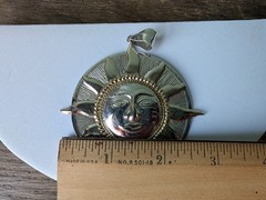 Vintage 925 Sterling Silver Sun Face Pendant 3″ Large Celestial Thailand 13.9 g