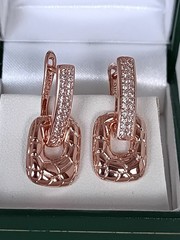 Vintage 1990-s 14 Ct Rolled Gold Zircons Earrings-Hallmarked 585 RG