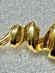 Vintage TONA abstract Seashell & Faux Pearl Golden MCM brooch