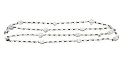 Vintage White Milk Glass & Acrylic Charm Necklace 30″ Drop Mid-Century Statement