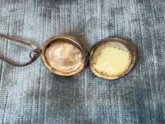 Vintage German Guilloche Enamel Rose Locket Pendant 925 Silver Chain 20”
