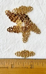 Jewelry Stamping – French raw brass connector w/14K gold plate – 8 pcs.