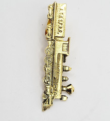 Train AT SF RR Atchison Topeka and Santa Fe Railway Gold Tone Vintage Tie Clasp