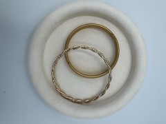 Vintage Gold Tone Bangle Set Nugget Twist Rope & Wide Satin Cuff