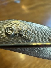 CORO Signed Vntg Long Leaf w/ Twist Gold Pin BroochTextured Gold tone 4.25″ EUC