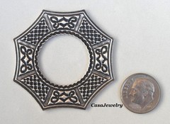 #2096 ANTIQUED .925 STERLING SILVER PLATED CELTIC STYLE OCTAGON W/OPEN CENTER