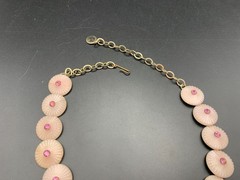 Unsigned Crown Trifari Parasol Necklace Pink Lucite Pink Rhinestones 1960s