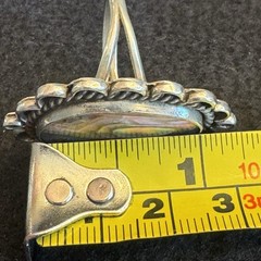 Stunning Vintage Estate Silver Abalone Oval Statement Ring Scalloped Size 7.75