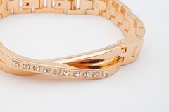 Vintage Bracelet Rose Gold Tone Rhinestone 7.5″