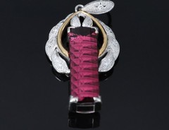 7.70ct Rubellite Tourmaline 0.06ct Diamond Platinum & 18K Yellow Gold Pendant