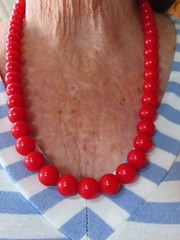 Vintage 1980’s Red Lucite Bead Necklace 10MM