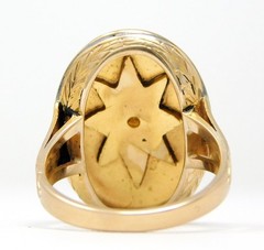 Late Victorian 19k & 12k Yellow Gold Diamond & Pearl Star Motif Ring Sz 5 B6831