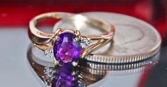 10k yellow gold ring 1.00ct natural amethyst diamond sz 6.5 handmade 2.0g N3011U