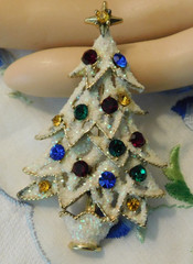 Eisenberg Ice Vintage Rhinestone Christmas Xmas Tree Signed Brooch