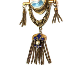 Victorian Revival Hand Paint Limoges FRANCE Brooch Pendant Enamel 1940s