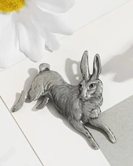 Vintage Look European Rabbit Brooch Pewter Tone New Fashion Jewelry