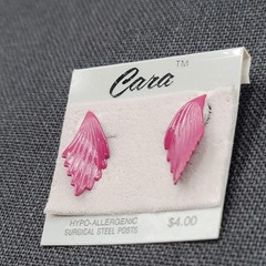 Vintage Cara Burgundy Wine Enamel Pierced Earrings New Old Stock NOS Prop 1″