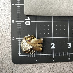 Vintage Elephant Brooch Mid Century Modern Gold Tone Rhinestone Red Eyes Mod Pin