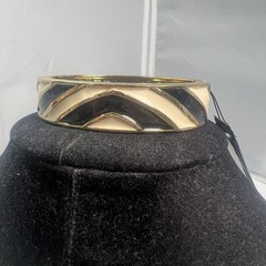 NWT Birch Hill Enamel Cream/Black Striped Gold Tone Hinged Bangle Bracelet
