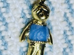 Vintage Avon N/A Charm Pendant Little Boy Blue Pearly Shirt Gold Tone Charm