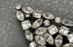 Vintage Art Deco Era Fabulous Old Clear Rhinestone Paste Brooch Pin Pendant