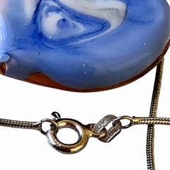 FAS Designer Italy Necklace Sterling Silver & Puffy Heart Pendant DOUBLE SIDED
