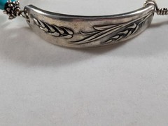 Vintage Oneida “Song Of Autumn” Silver Bracelet Turquoise Accents
