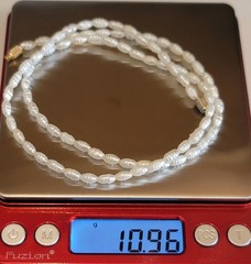 Vintage Faux Rice Pearl Necklace – 22″ Mid Century Summer Strand – Ivory White C