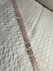💎 VINTAGE 52″ PINK CAT’S EYE GLASS HAND-KNOTTED OPERA STRAND NECKLACE (105g) 💎