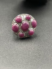 🔥Vintage Cabochon Rough Rubies Ruby Sterling Silver 925 Statement Ring Size 10