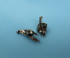 Ski Lift Chairlift Charm Sterling Silver Snow Winter Downhill Skier Skiing 6g