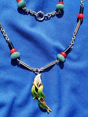ORIGINAL Antique Deco Diamond Necklace Victorian Jade Onyx Coral Chain 14K GOLD