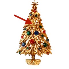 ART Arthur Pepper Vintage Christmas Tree Brooch Pin Signed – missing A stone