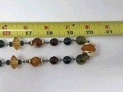 Liz Claiborne Multicolor Glass Lucite Beaded Necklace Autumn Colors 40 Inch VTG