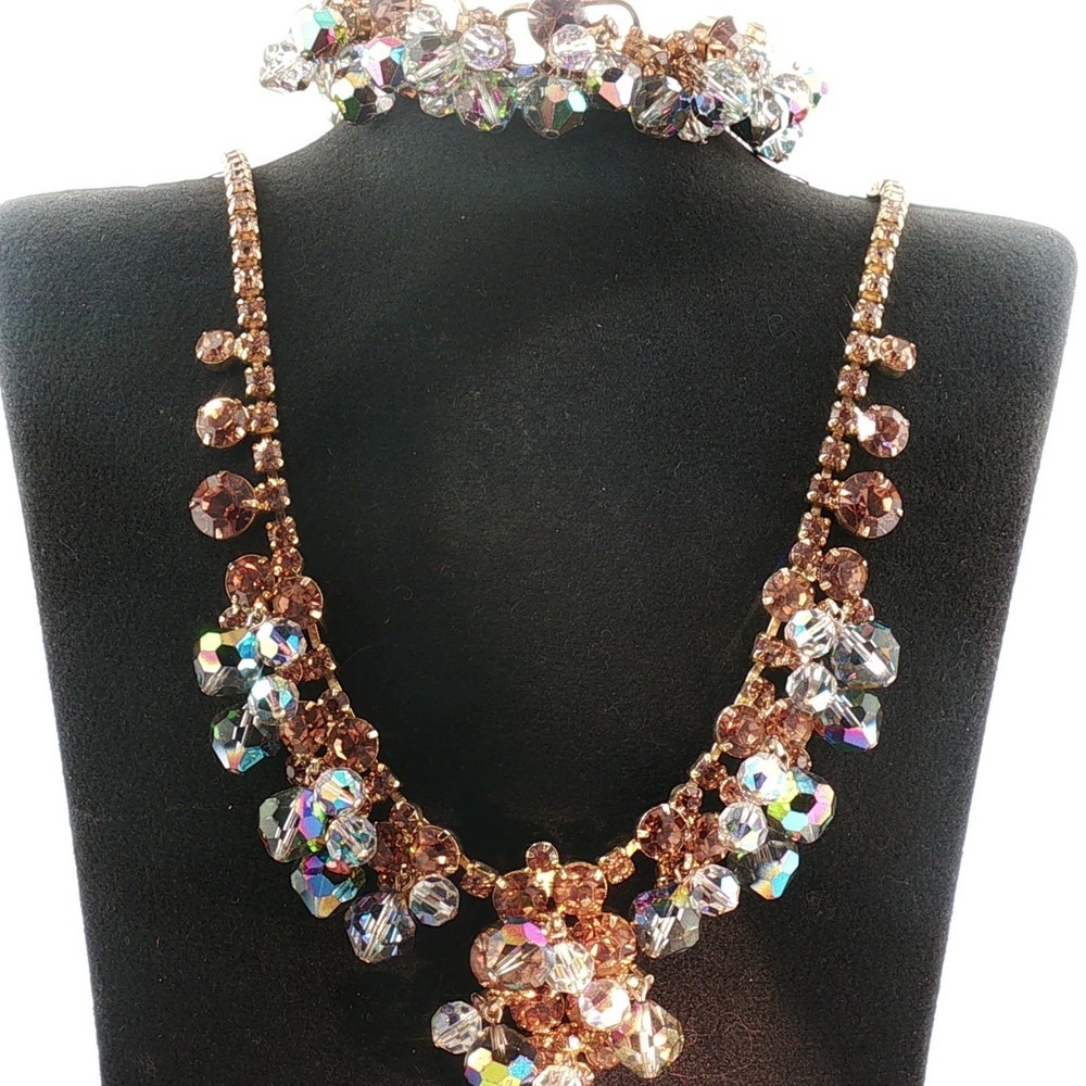 Vintage Juliana D&E Rhinestone Crystal Cha-Cha Necklace & Bracelet Set