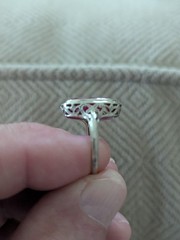 Vintage 18k white gold Art Deco Synthetic Ruby ring 1920s-30s size:6.25