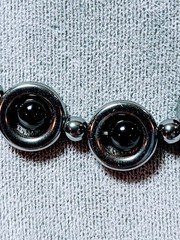 Vintage Hematite Modernist Necklace Glass Beads Barrel Clasp 18 Inch 1980s 1990s