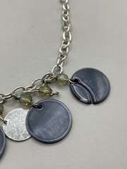 Vintage Boho Chic Silver Tone Medallion Blue Bead Necklace