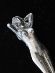 RARE Vintage 1970’s Sterling BEAUTIFUL NUDE WOMAN Pendant, 2″ tall, HAND CRAFTED