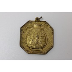 Vintage Cloisonné Enamel Floral Pendant Yellow Octagon Asian Charm