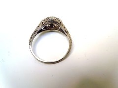 Antique Art Deco Diamond .32 ct tw 14 kt White Gold Ring* GAL Appraisal*Gift Box