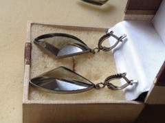 Earrings for Women Vintage Cupronickel Silver Plated Jewelry Glass Stone Nice