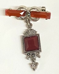 Vintage 1928 3 piece LOT RARE Art Deco Silver marcasite green jade orange glass