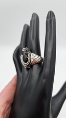 Sterling Silver Dragon Ring Black Onyx Orb Statement Gothic Fantasy Size 8 14g