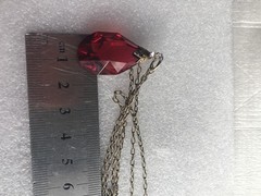 Pendant with chain silver 875 Russian Soviet Gold vintage USSR red crystal glas