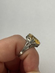 Antique Ring Art Deco David BELAIS Filigree 10k White Gold Sz 6