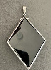 Platinum 8.5CT Opal, 0.60CTW Diamond & Onyx Pendant(BU34)